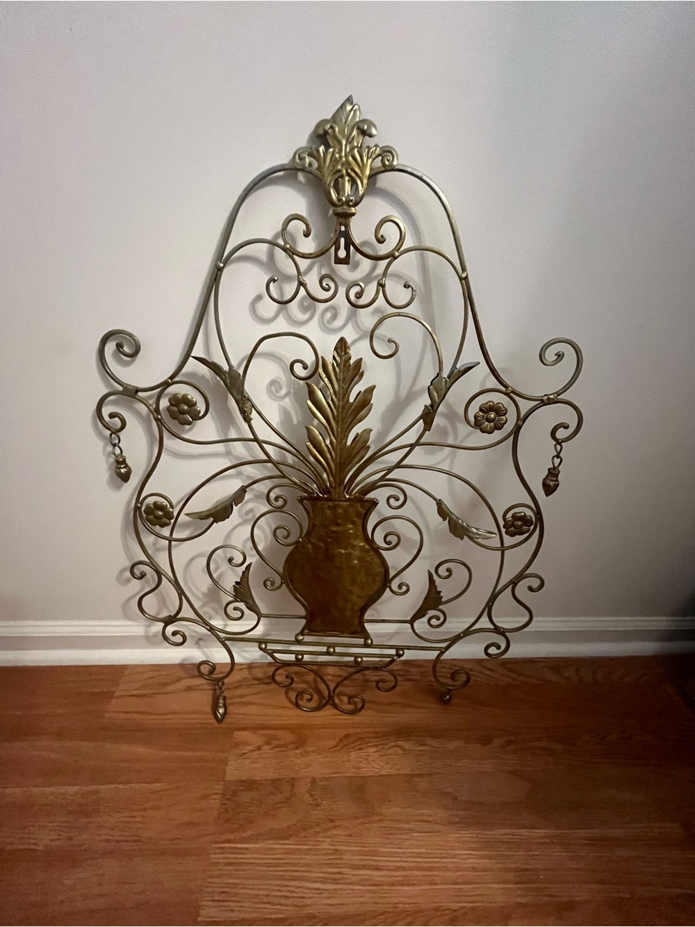 Decorative Metal Wall Art - Gold and Bronze Floral Vase